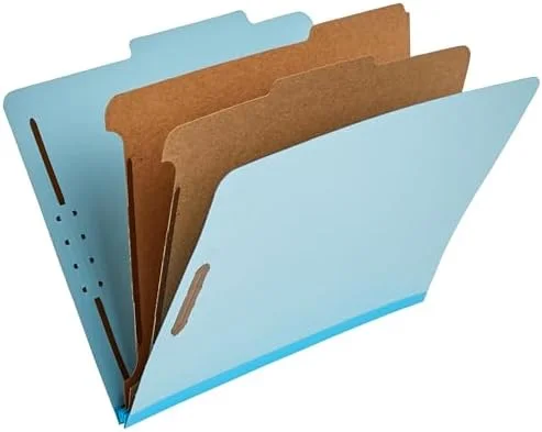 Practical Amazon Basics Classification Folder with Prongs, 100% Recycled, 2 Dividers, 2" Embedded Fasteners, L