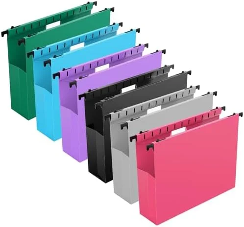 12-Pack Heavy-Duty Expanding File Folders with 2-Inch Capacity, Plastic Hanging Organizers for Letter-Size Documents