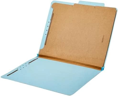 Practical Amazon Basics Classification Folder with Prongs, 100% Recycled, 2 Dividers, 2" Embedded Fasteners, L