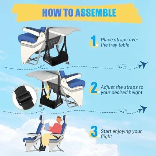 Travel Foot Rest Sling with Thick Padding and Extended Strap for Comfort