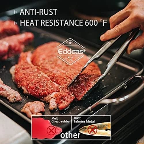3-Piece Heavy Duty Stainless Steel Kitchen Tongs Set with Locking Mechanism, Heat Resistant to 600°F