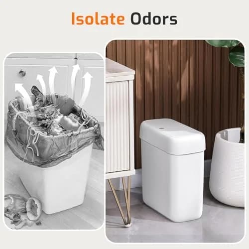Slim Bathroom Trash Can with Press Lid – 2.6 Gal / 10L Pet-Proof Mini Waste Bin for Small Spaces