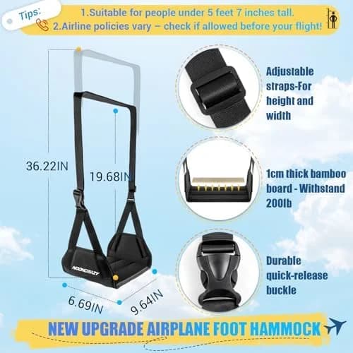 Travel Foot Rest Sling with Thick Padding and Extended Strap for Comfort