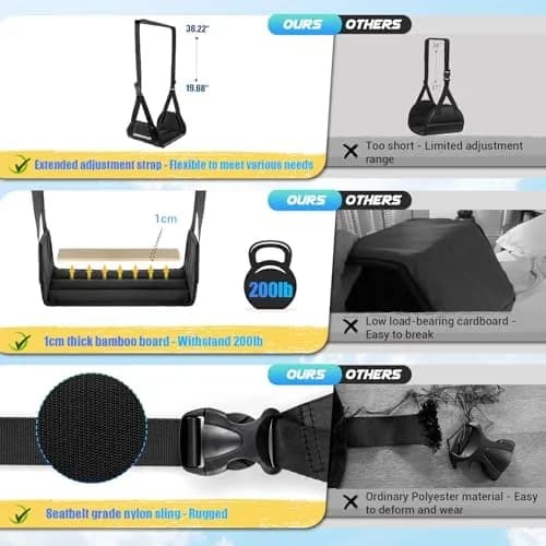 Travel Foot Rest Sling with Thick Padding and Extended Strap for Comfort