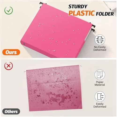 12-Pack Heavy-Duty Expanding File Folders with 2-Inch Capacity, Plastic Hanging Organizers for Letter-Size Documents
